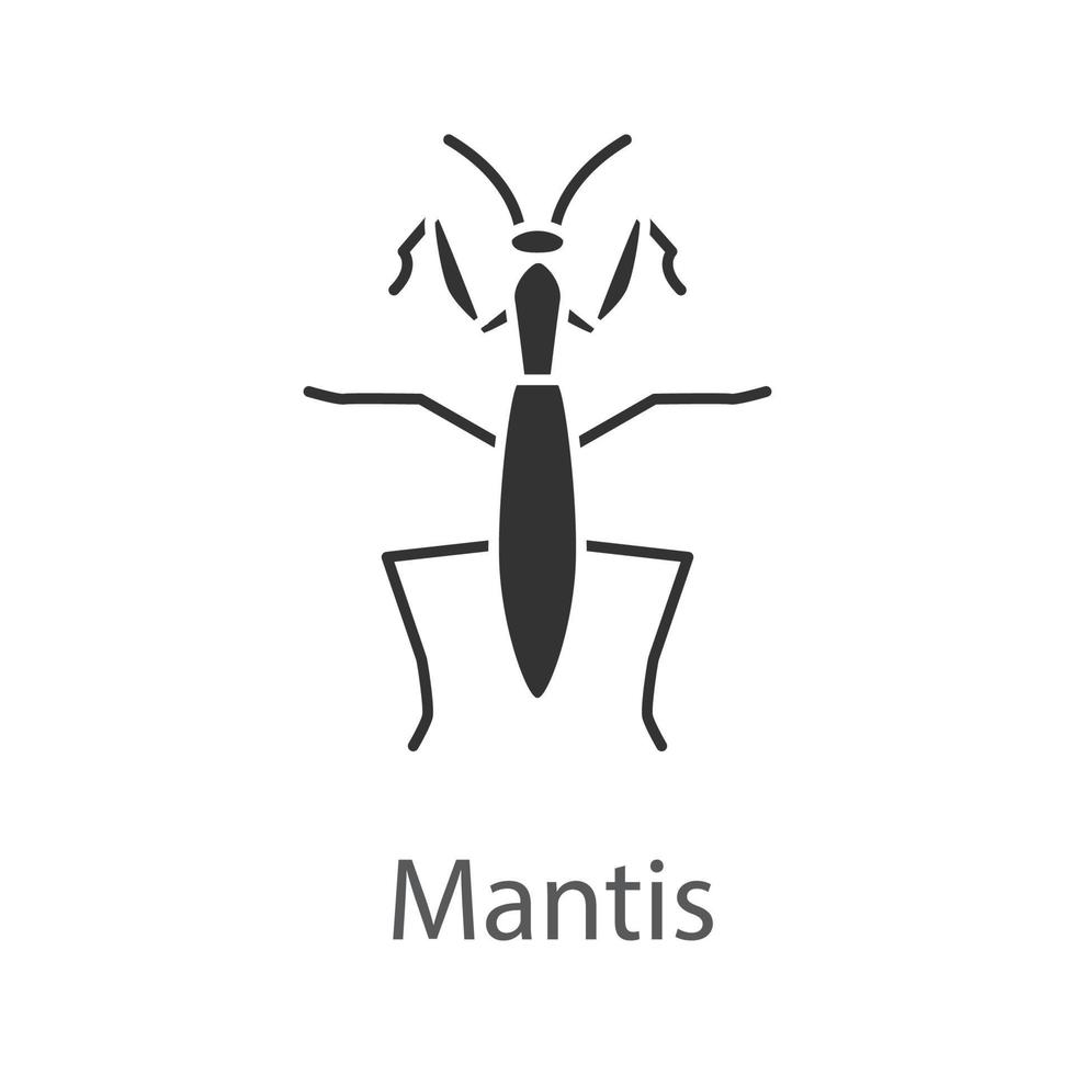 Praying mantis glyph icon. Mantodea. Insect. Silhouette symbol. Negative space. Vector isolated illustration