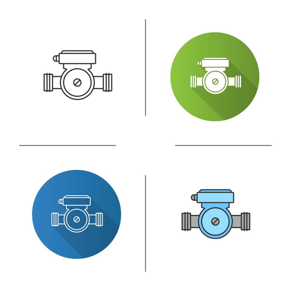 Water pump icon. Flat design, linear and color styles. Isolated vector illustrations