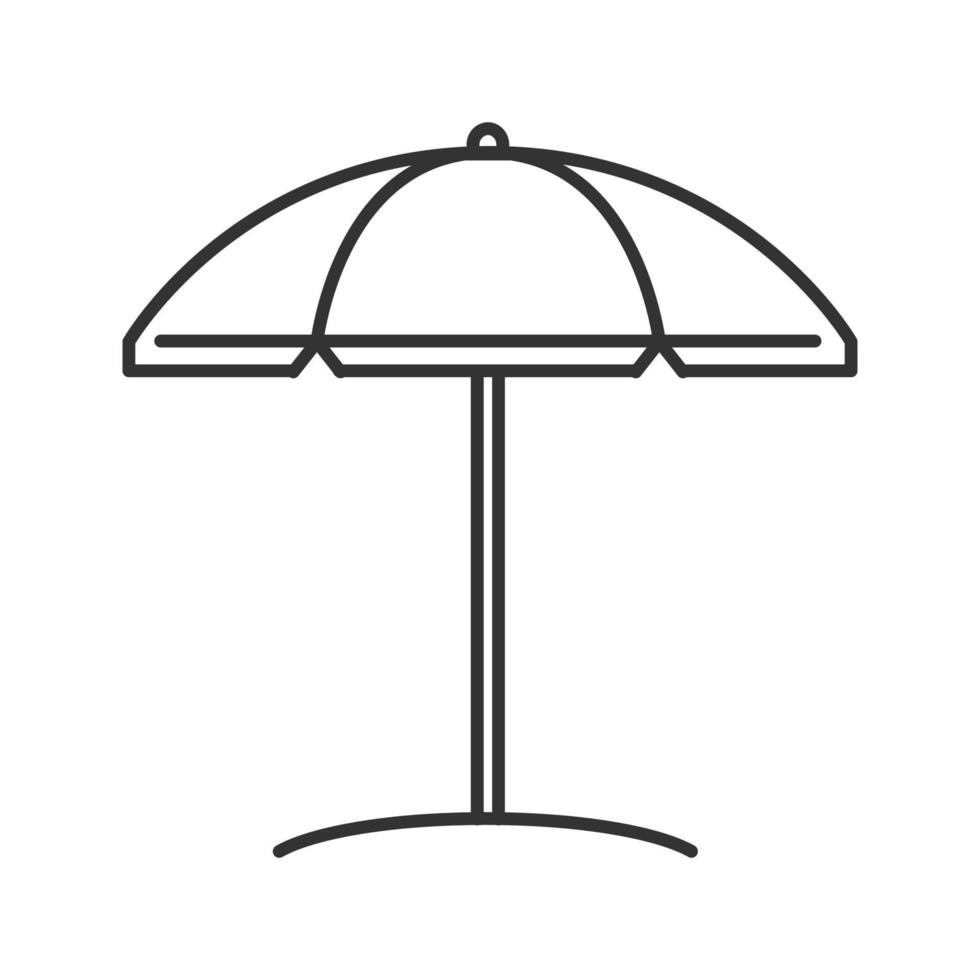 Beach umbrella linear icon. Thin line illustration. Sun protection. Parasol. Contour symbol. Vector isolated outline drawing