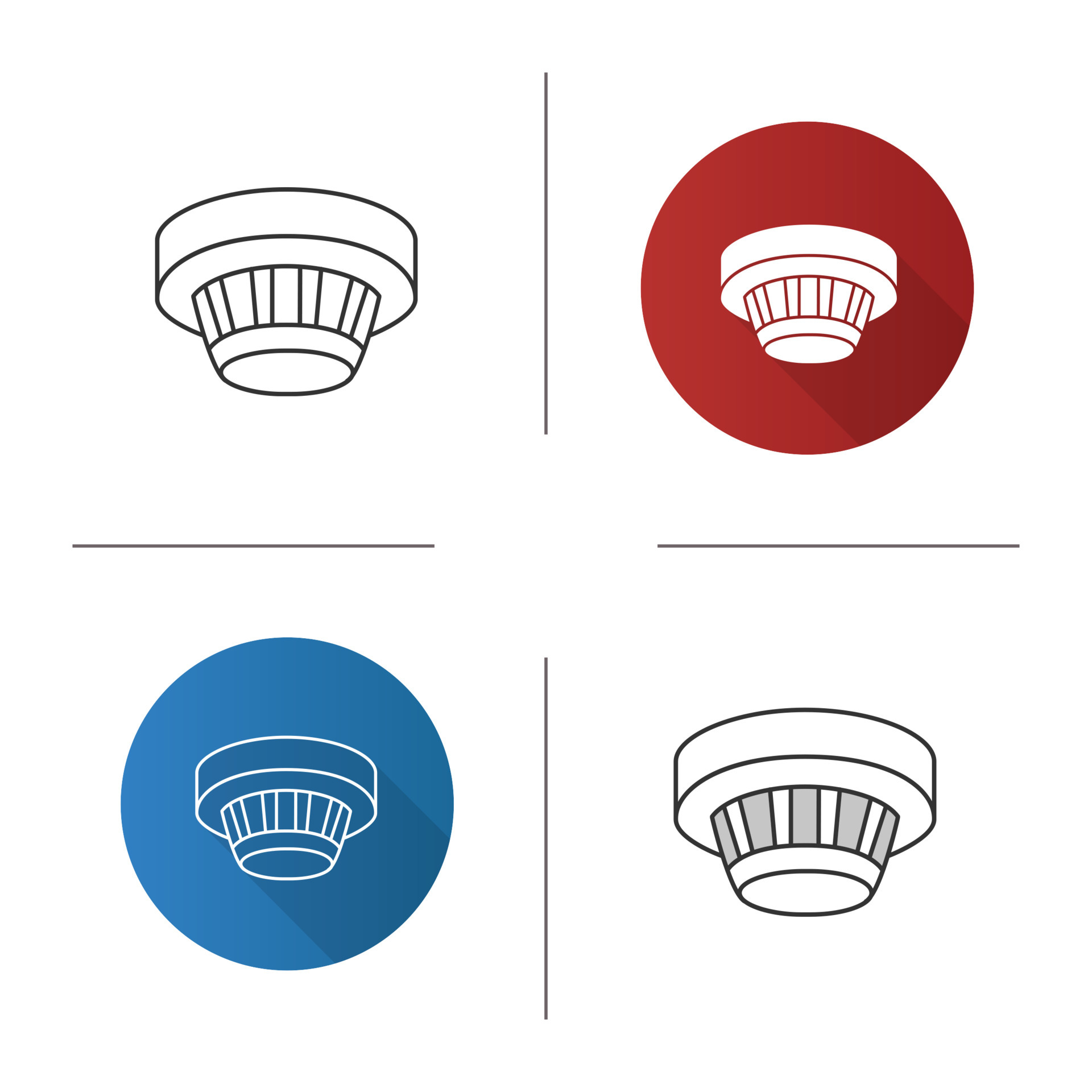 Smoke detector icon. Flat design, linear and color styles. Fire alarm