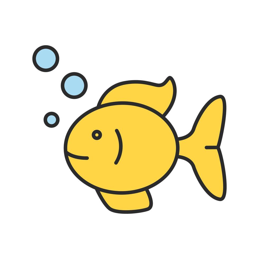 icono de color de peces de acuario. acuicultura. mascota de pecera. ilustración vectorial aislada vector