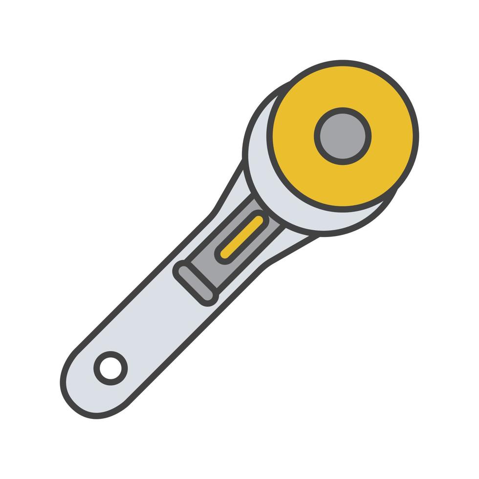 Rotary cutter color icon. Patchwork knife. Isolated vector illustration