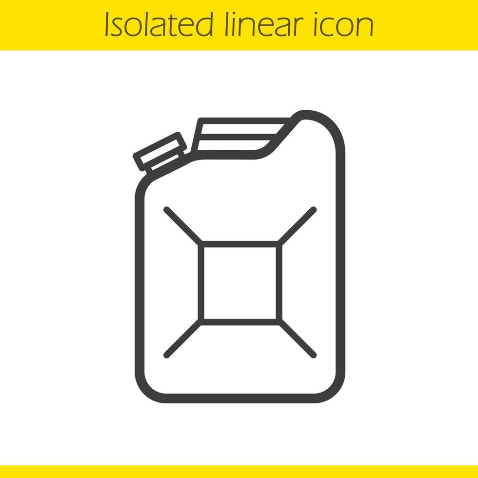 Gasoline canister linear icon. Fuel thin line illustration. Petrol jerrycan contour symbol. Vector isolated outline drawing
