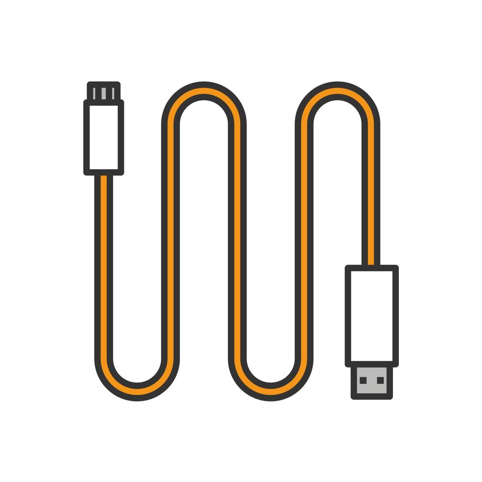 Mini USB cable color icon. Isolated vector illustration