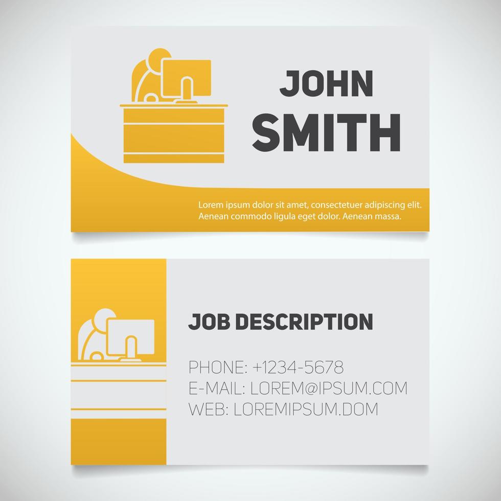 Business card print template with office manager logo. Easy edit. Manager. Programmer. System administrator. Stationery design concept. Vector illustration