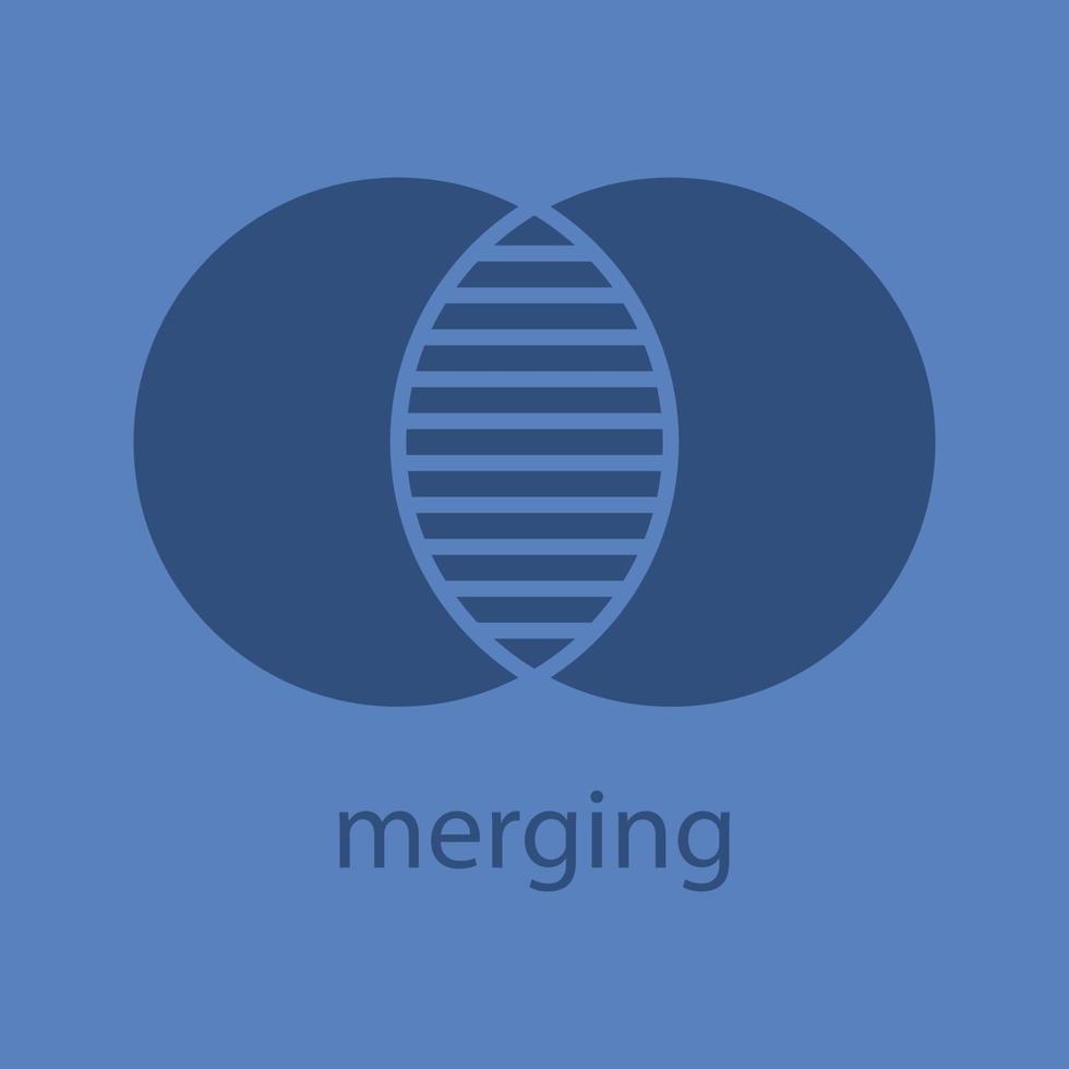Merging glyph color icon. Silhouette symbol. Cell absorption. Integration abstract metaphor. Negative space. Vector isolated illustration