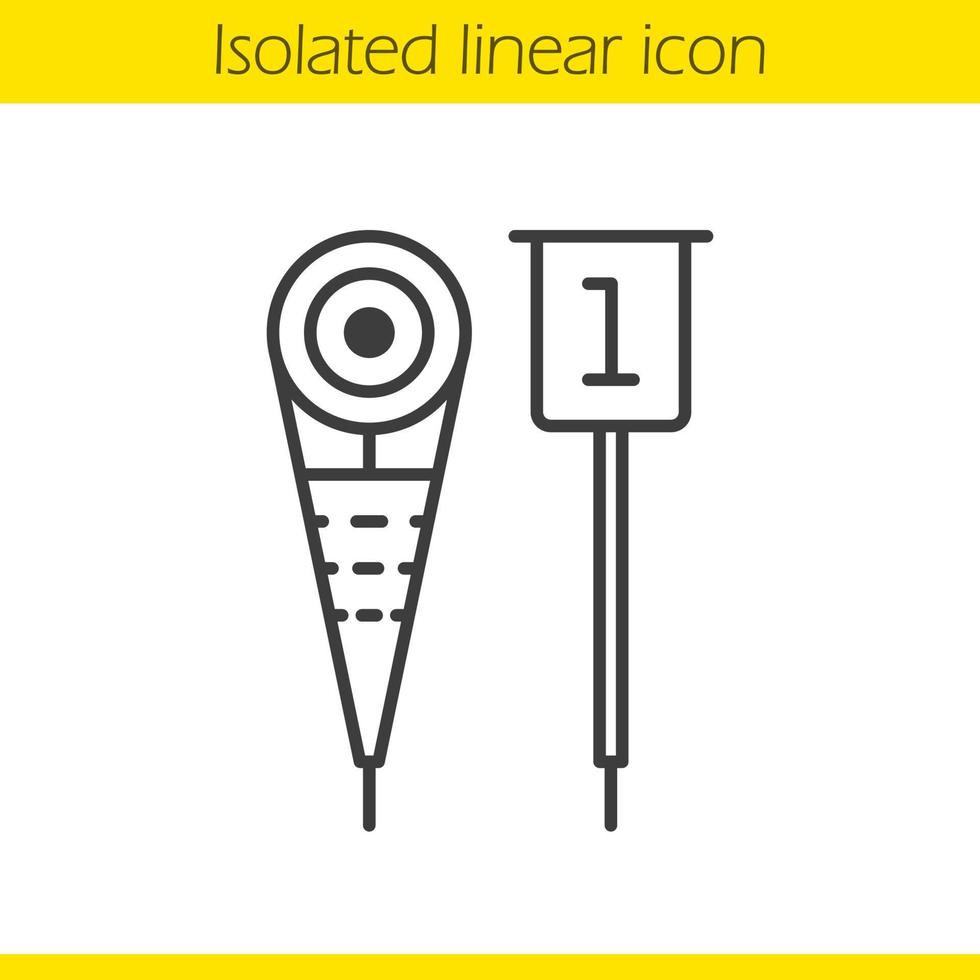 American football sideline markers linear icon. Thin line illustration. Contour symbol. Vector isolated outline drawing