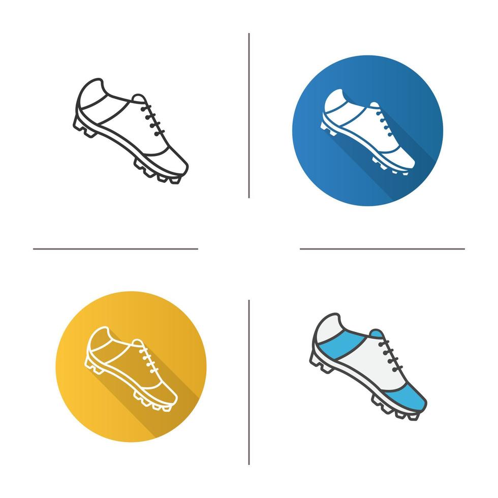 icono de tacos. diseño plano, estilos lineales y de color. fútbol americano, rugby, fútbol, zapato de jugador de béisbol. ilustraciones vectoriales aisladas vector