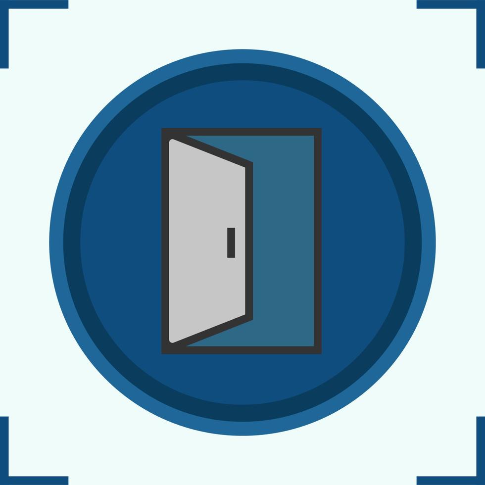 Open door color icon. Building exit. Doorway. Isolated vector illustration