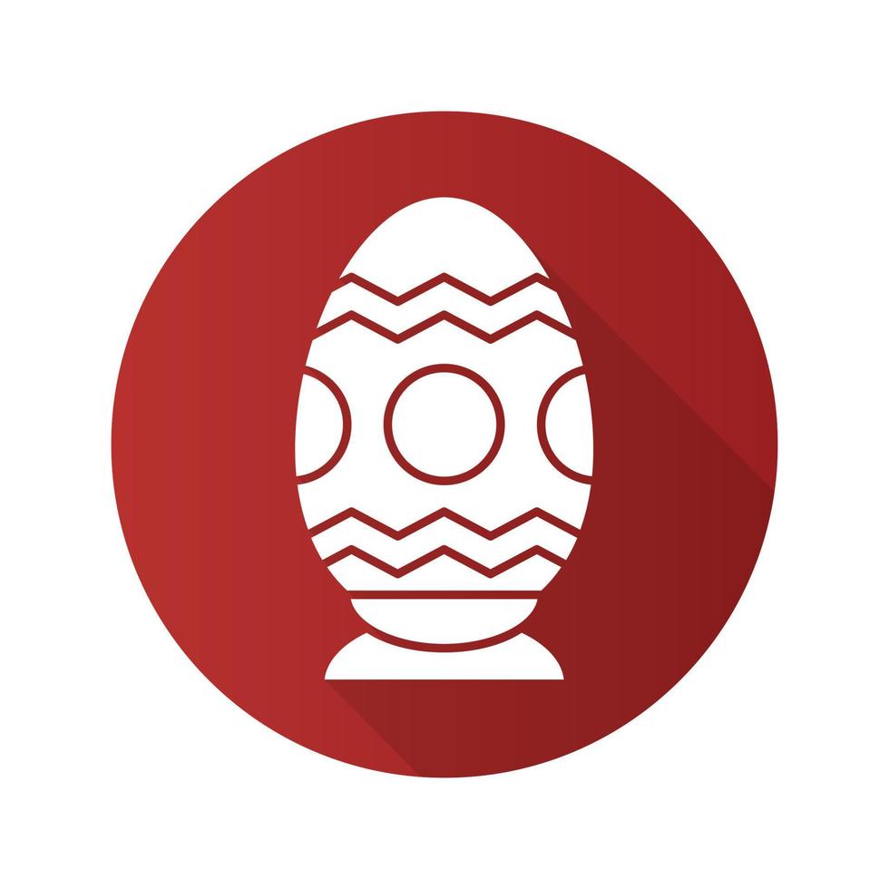 icono de la larga sombra de diseño plano de huevo de Pascua. símbolo de la silueta del vector