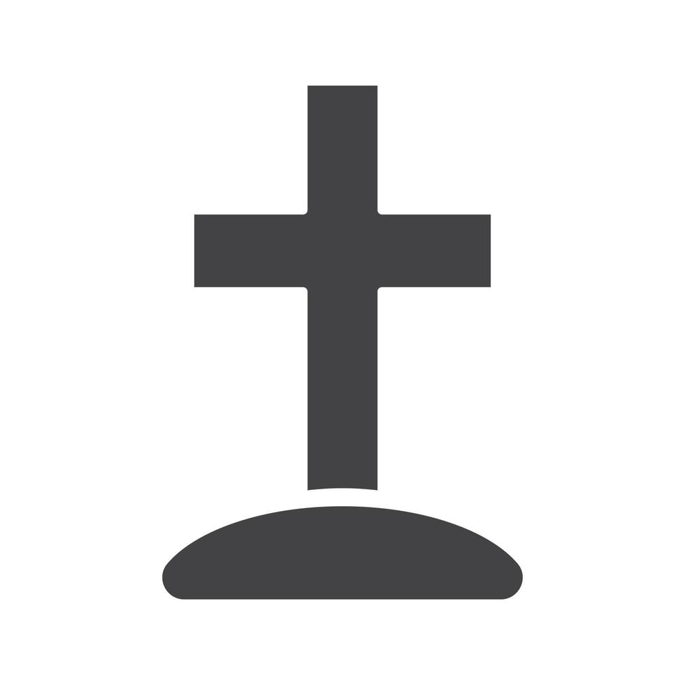 Cross on hill glyph icon. Silhouette symbol. Negative space. Vector isolated illustration