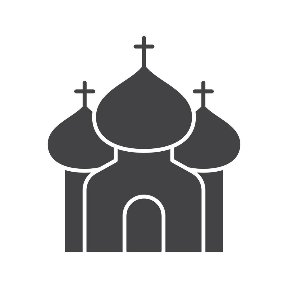 Christian church glyph icon. Silhouette symbol. Temple. Negative space. Vector isolated illustration
