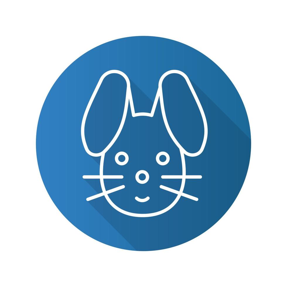 Easter bunny flat linear long shadow icon. Rabbit. Vector line symbol