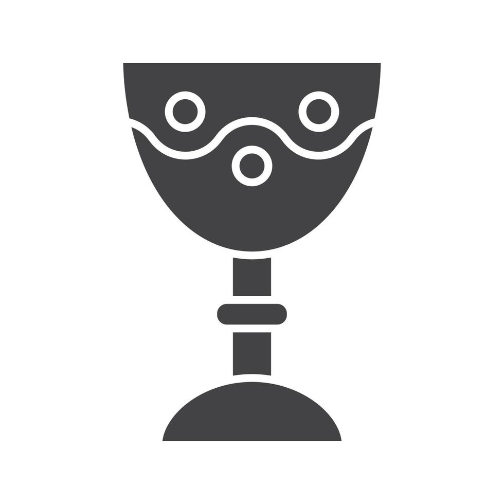 Church goblet glyph icon. Chalice silhouette symbol. Holy water bowl. Negative space. Vector isolated illustration