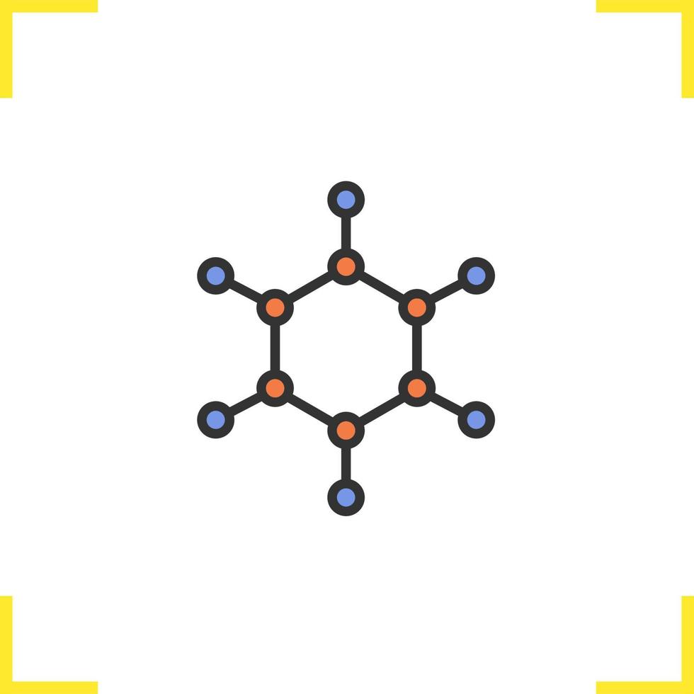 Molecule color icon. Molecular structure model. Isolated vector illustration