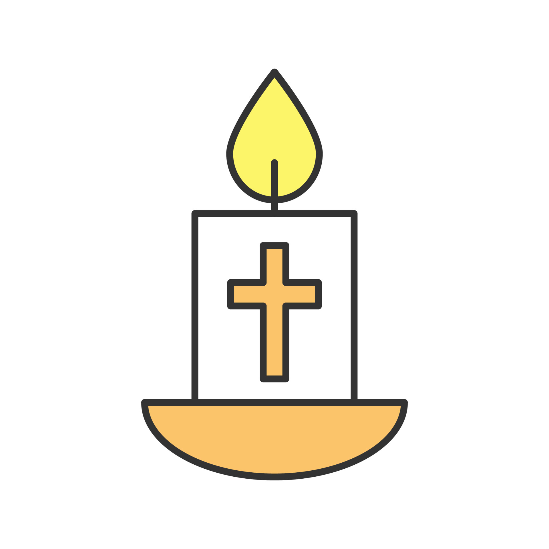 Church candle with cross color icon. Isolated vector illustration