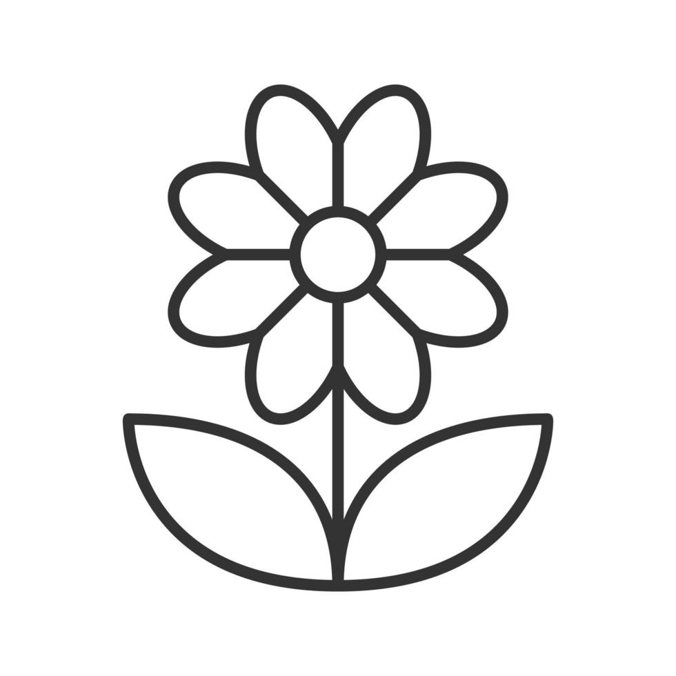 Camomile linear icon. Thin line illustration. Flower contour symbol. Vector isolated outline drawing