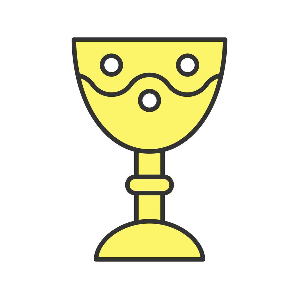 Golden church goblet color icon. Chalice. Holy water bowl. Isolated vector illustration