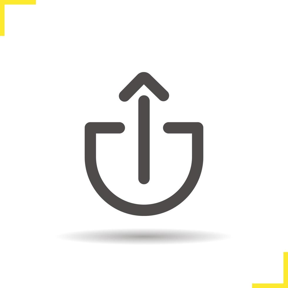 Upload arrow glyph icon. Drop shadow silhouette symbol. Negative space. Vector isolated illustration