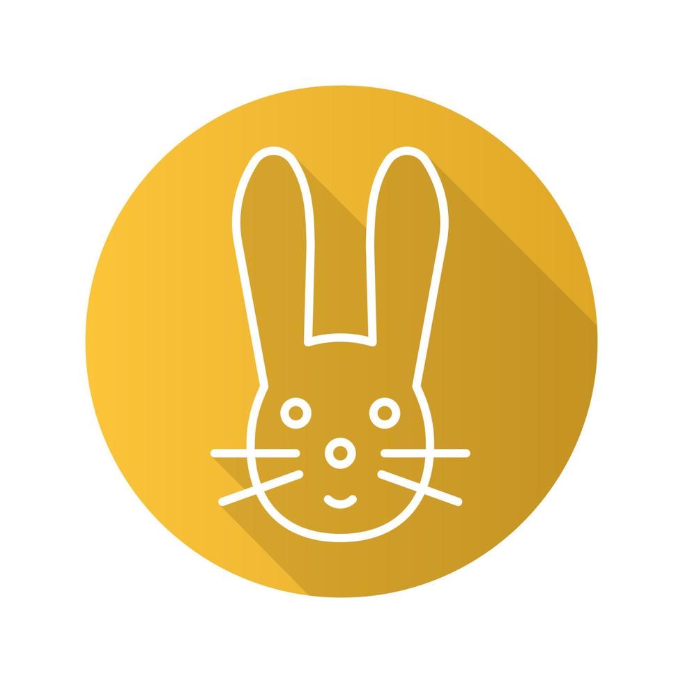 Conejito de Pascua icono de sombra plana lineal larga. Conejo. símbolo de línea vectorial vector