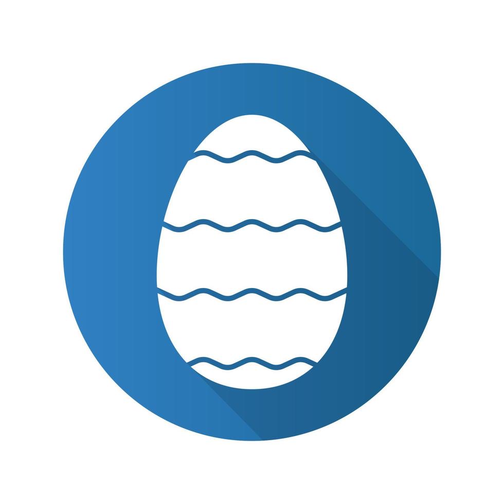 Easter egg flat design long shadow icon. Vector silhouette symbol