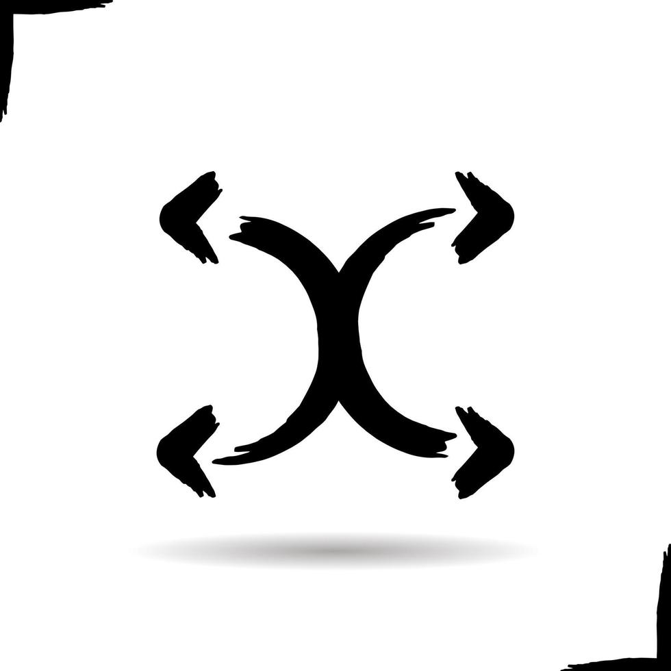Interlocked arrows icon. Drop shadow symbol. Ink brush stroke. Vector isolated illustration