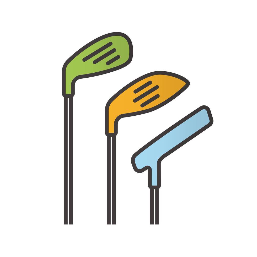 Golf clubs color icon. Isolated vector illustration