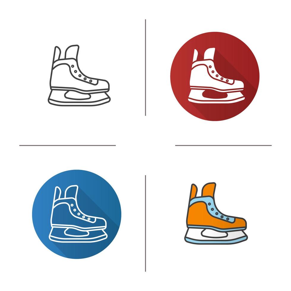 icono de patinaje sobre hielo. diseño plano, estilos lineales y de color. patín de hockey. ilustraciones vectoriales aisladas vector