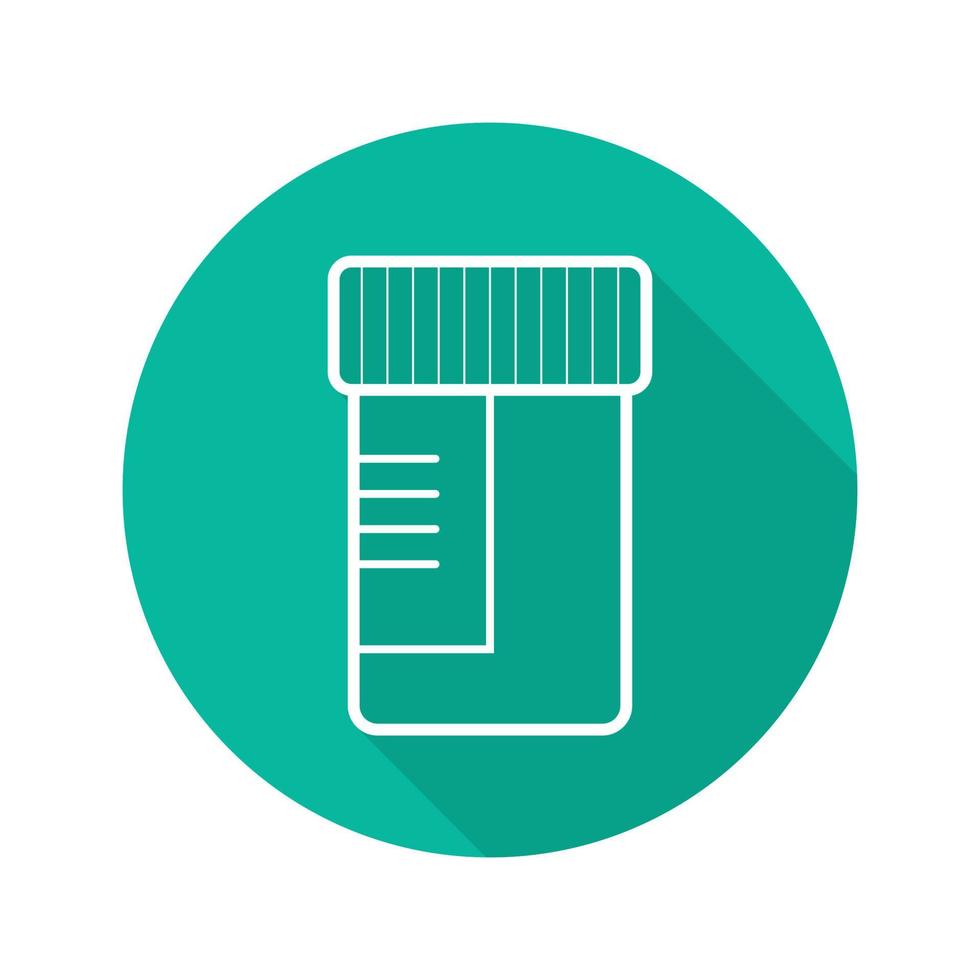 Medical tests jar flat linear long shadow icon. Ointment container. Vector line symbol