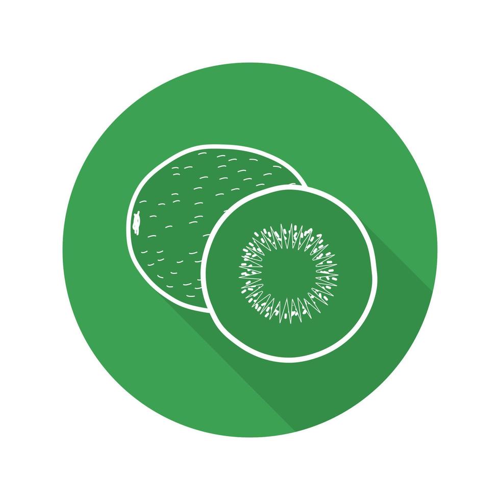 icono de larga sombra lineal de fruta de kiwi. símbolo de línea vectorial vector