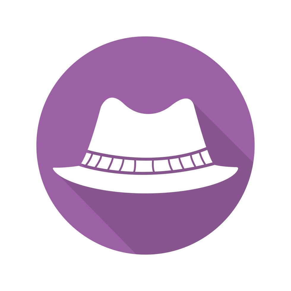 Homburg hat flat design long shadow icon. Classic men's hat. Vector silhouette symbol