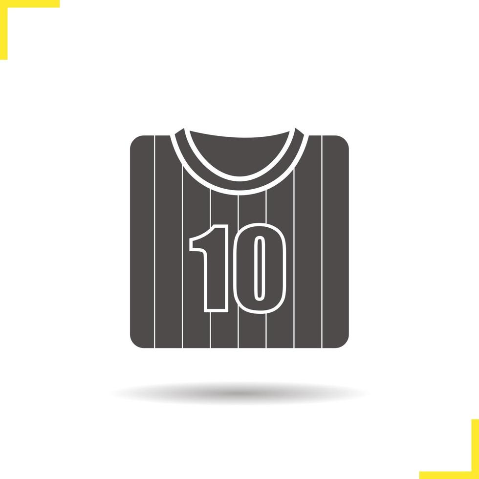 icono de glifo de camiseta de jugador de fútbol. símbolo de silueta de sombra. camiseta de jugador de fútbol. espacio negativo. vector ilustración aislada