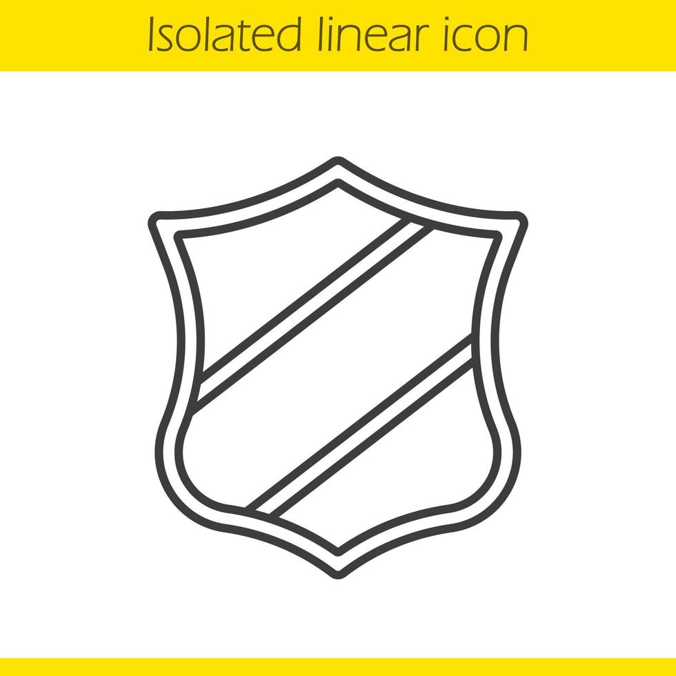 Shield with ribbon linear icon. Thin line illustration. Contour symbol. Vector isolated outline drawing