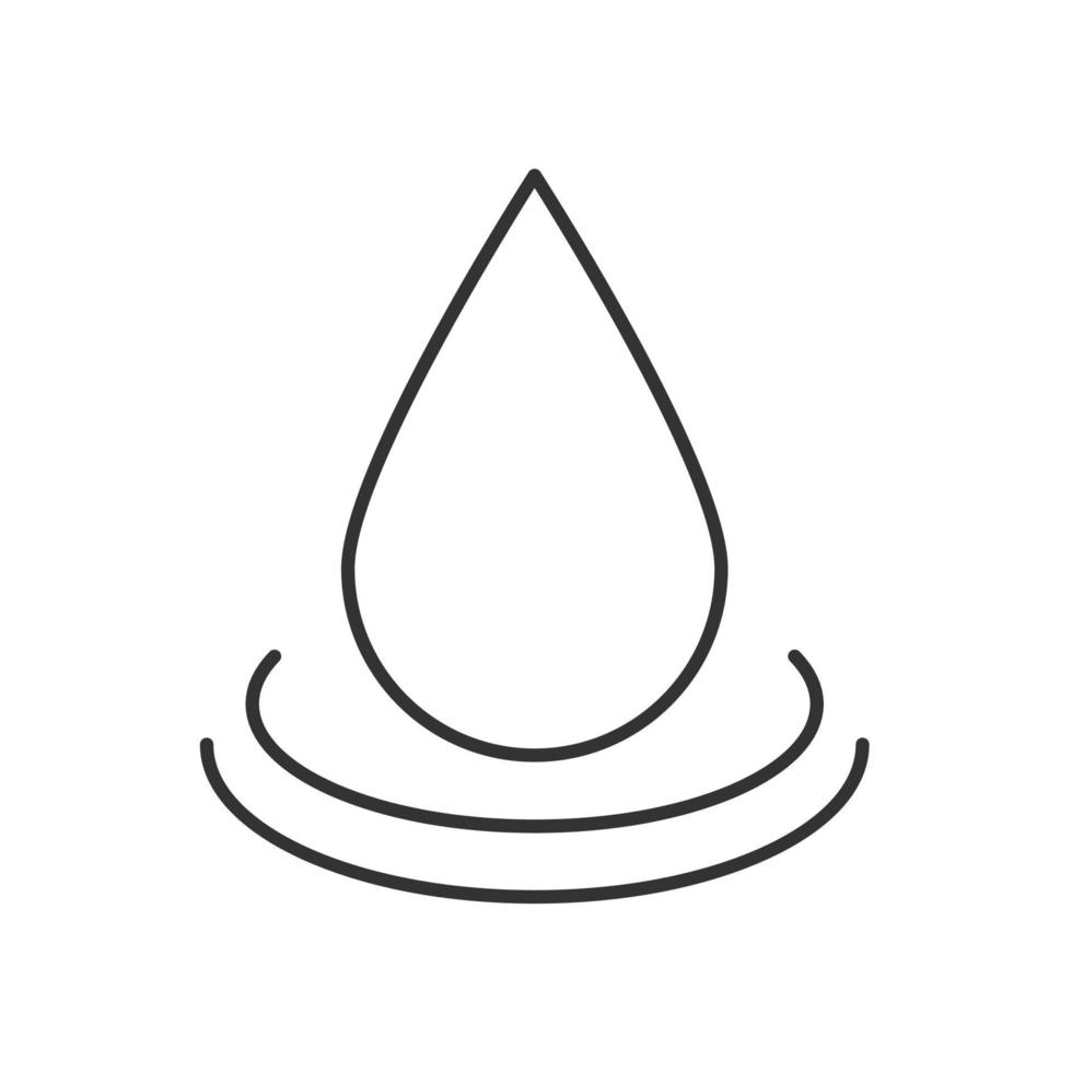 Water drop linear icon. Thin line illustration. Liquid droplet contour symbol. Vector isolated outline drawing