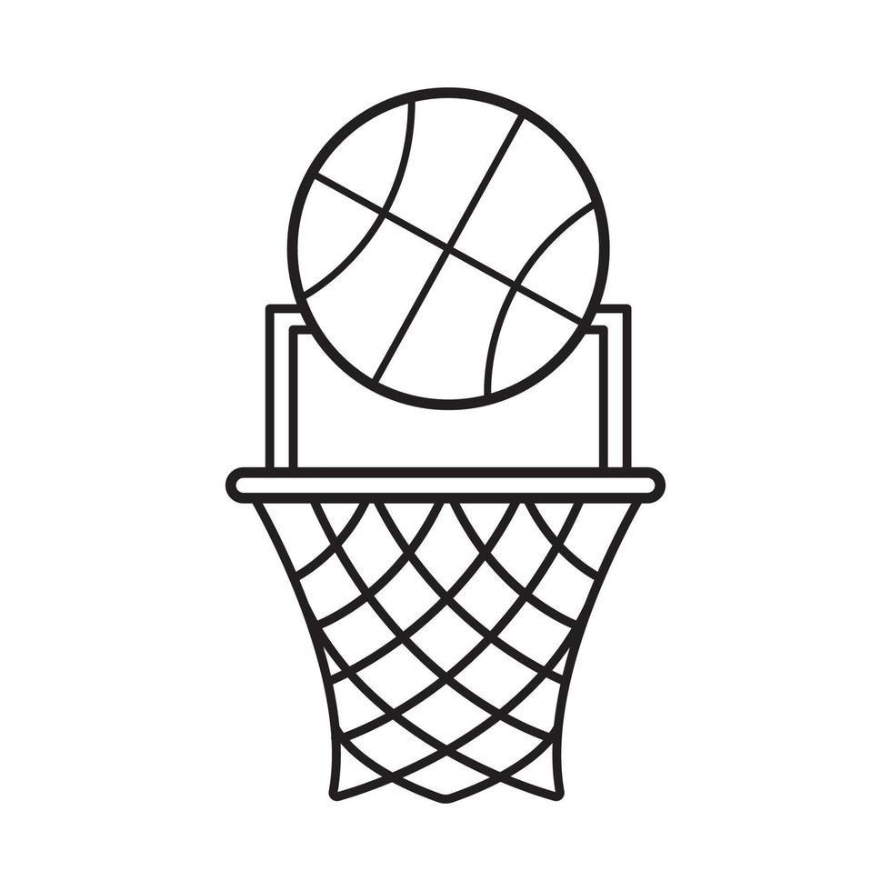 Basketball point linear icon. Thin line illustration. Basketball hoop and ball contour symbol. Vector isolated outline drawing