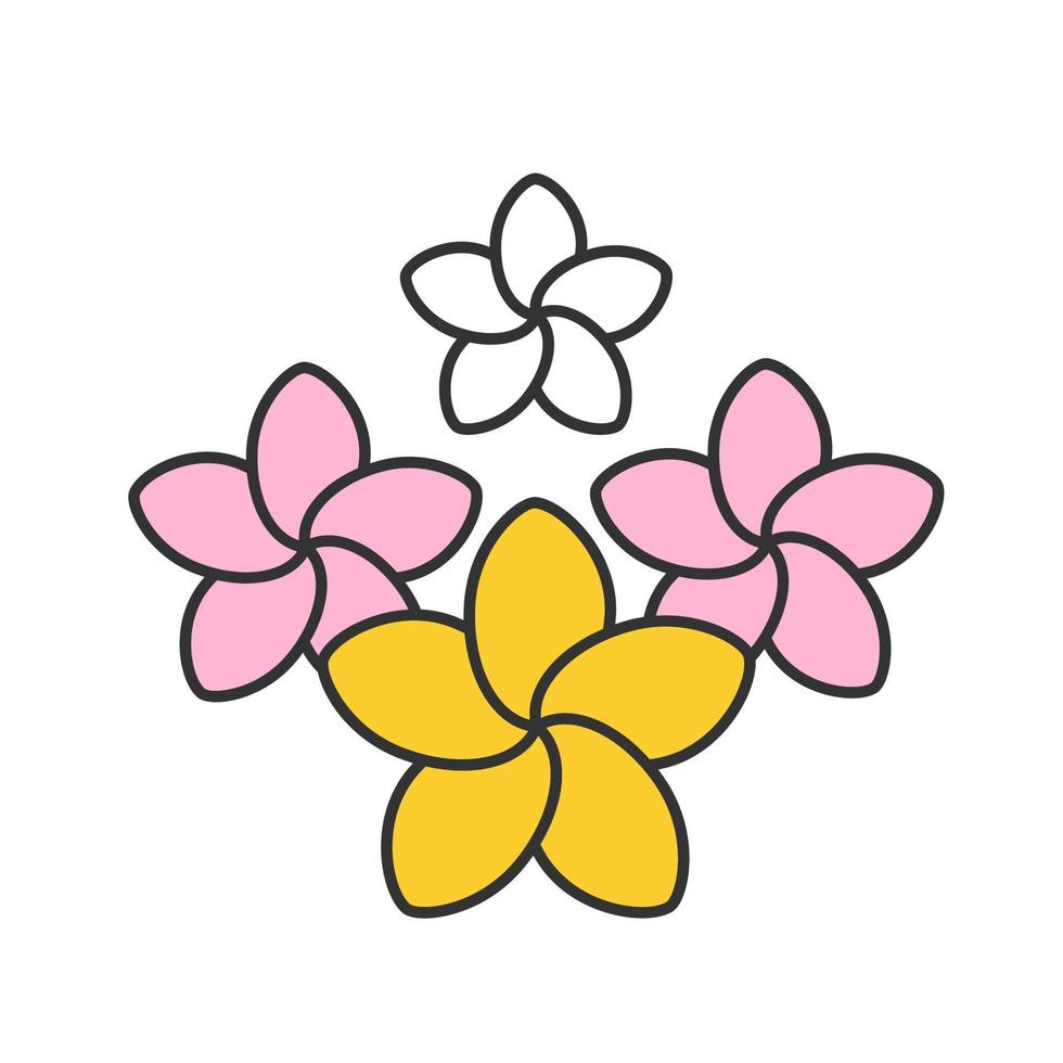 Spa salon plumeria flowers color icon. Aromatherapy. Isolated vector illustration