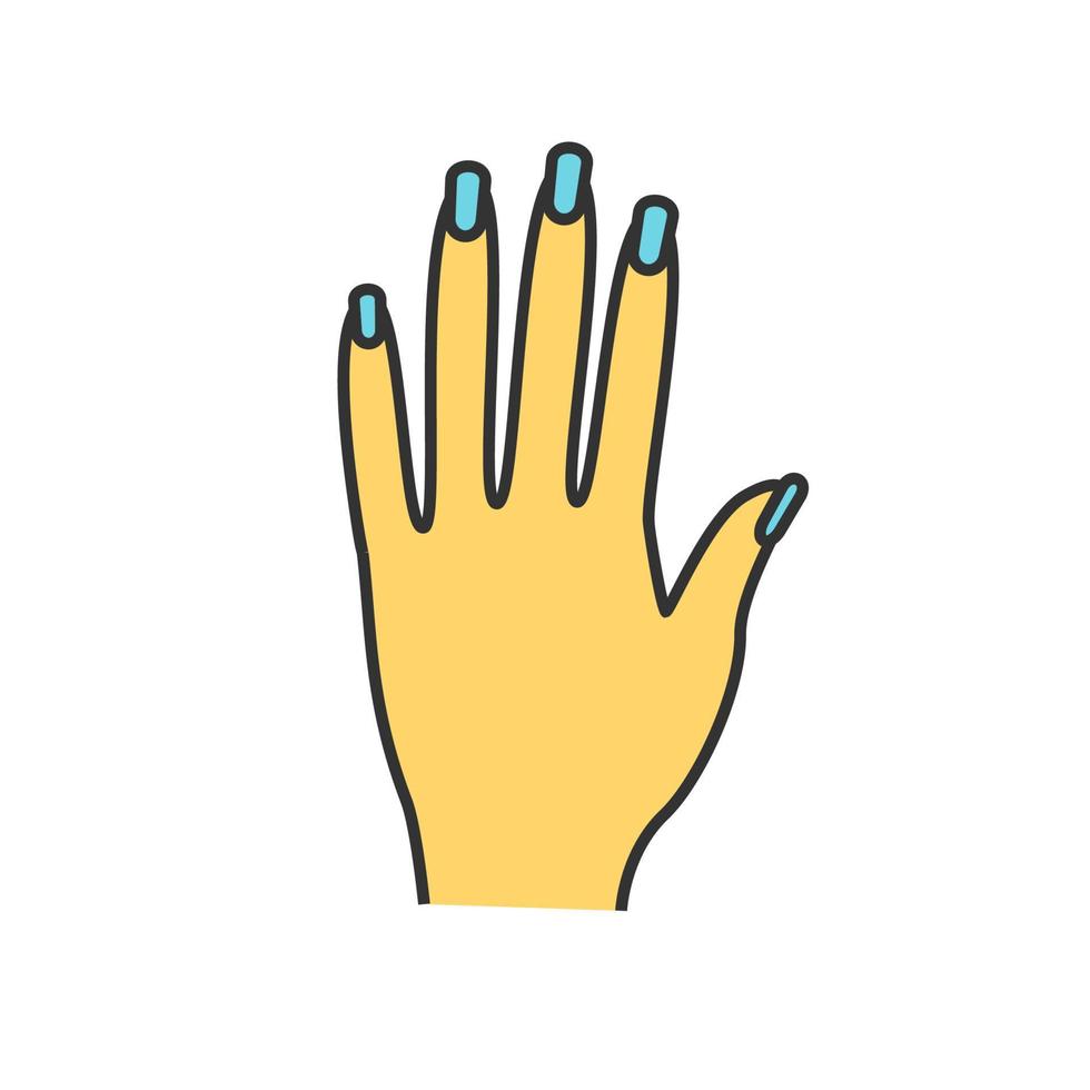 Woman's hand color icon. Manicure. Isolated vector illustration