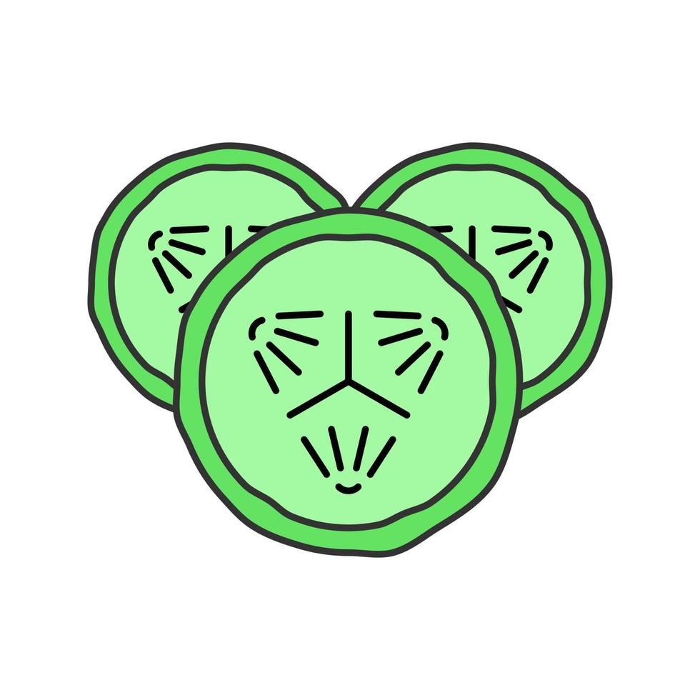Cucumber slices color icon. Spa. Cucumber facial mask. Isolated vector illustration