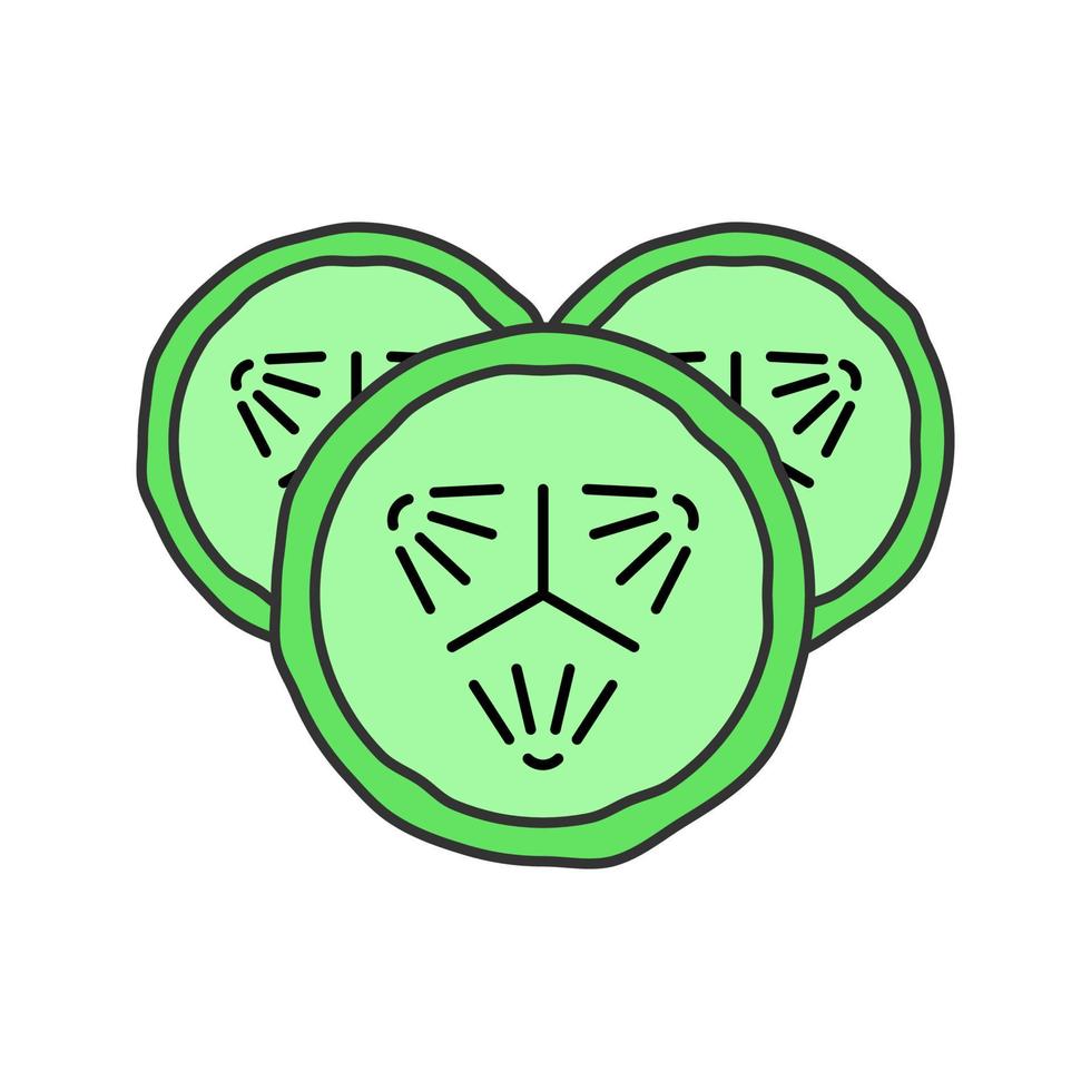 icono de color de rodajas de pepino. spa. mascarilla facial de pepino. ilustración vectorial aislada vector