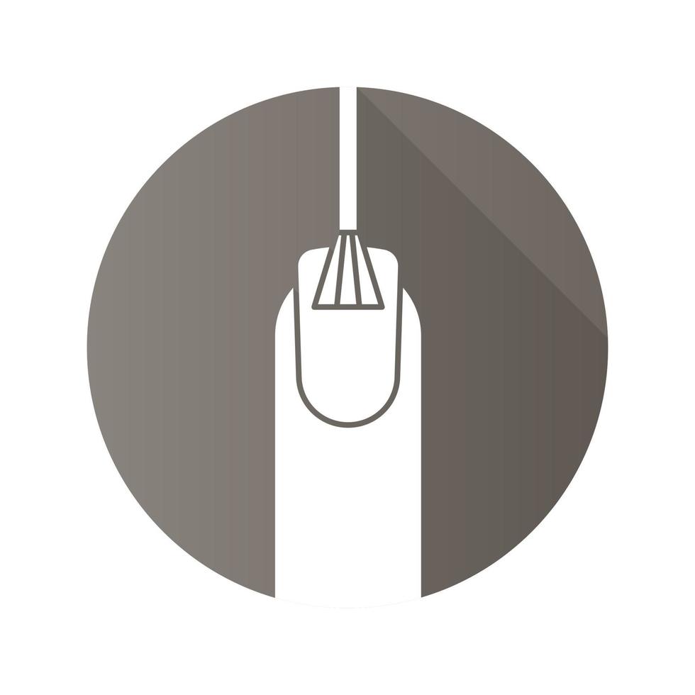 Nail polishing flat design long shadow icon. Finger with manicure. Vector silhouette symbol
