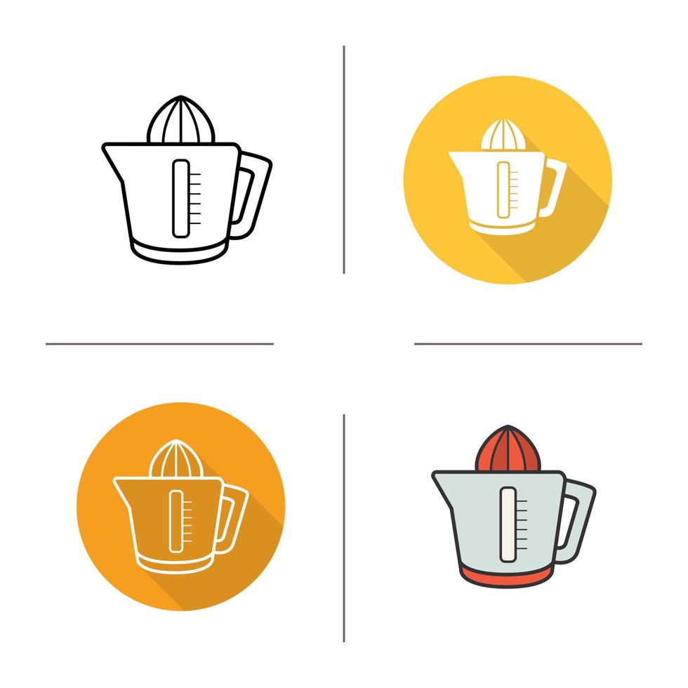 Juicer icon. Flat design, linear and color styles. Squeezer. Isolated vector illustrations