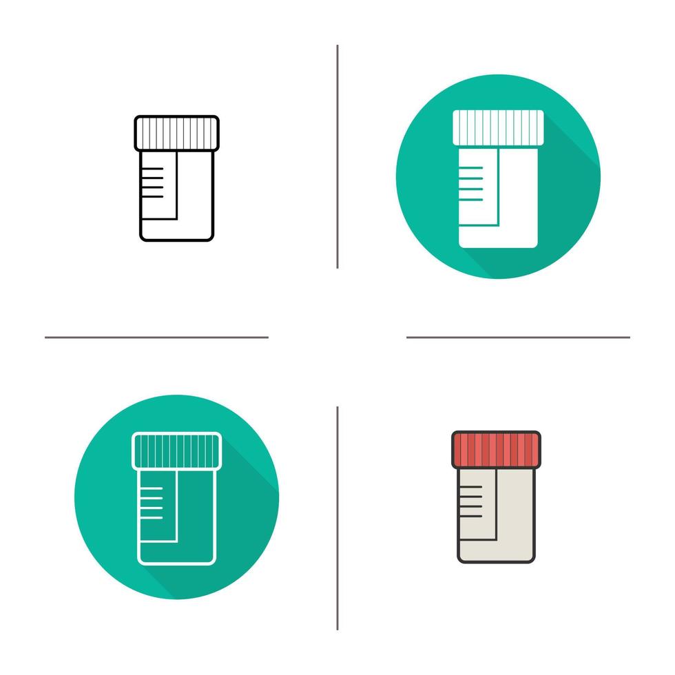 Medical test jar icon. Flat design, linear and color styles. Ointment container. Isolated vector illustrations