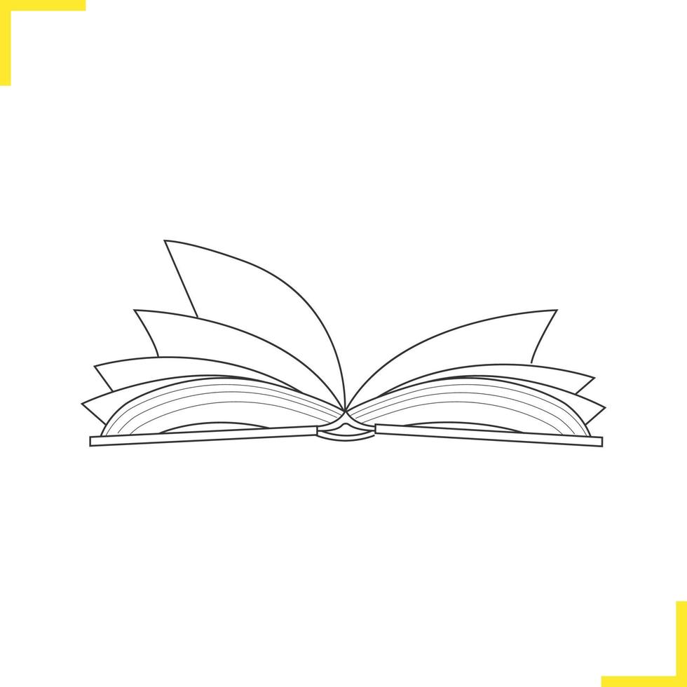 Open book linear illustration. Thin line icon. Open textbook contour symbol. Vector isolated outline drawing