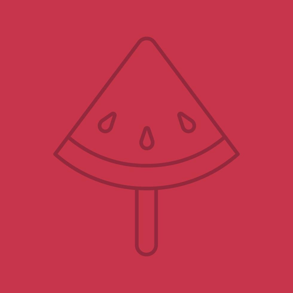 Watermelon slice on stick color linear icon. Thin line contour symbols on color background. Vector illustration