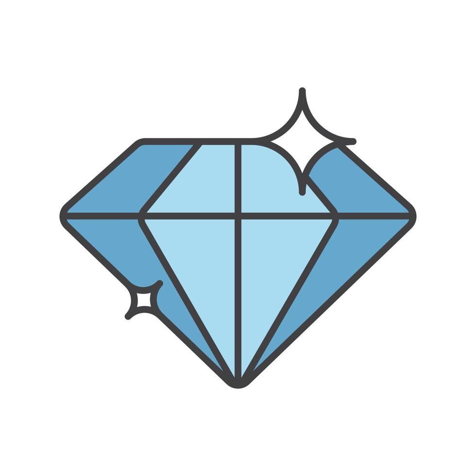 Diamond color icon. Shiny brilliant gem. Isolated vector illustration