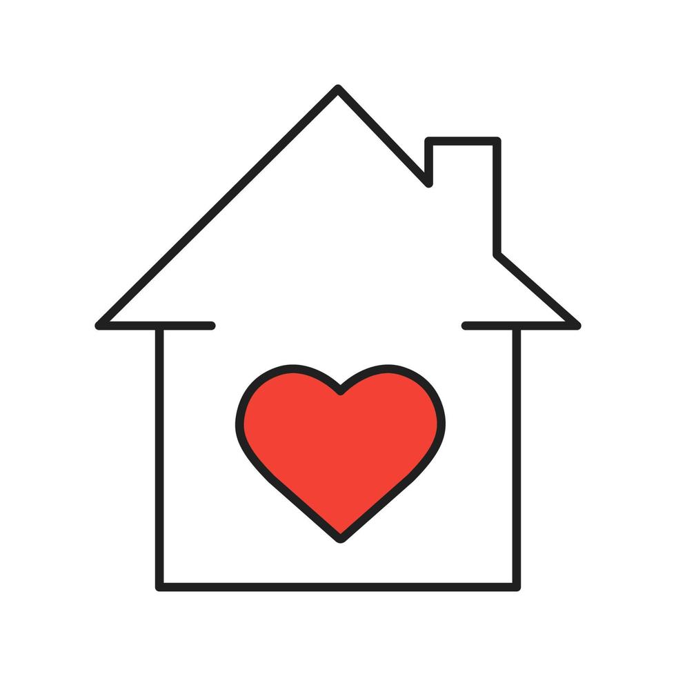 Lovers home linear icon. Thin line illustration. Family house with heart shape inside contour symbol. Vector isolated outline drawing