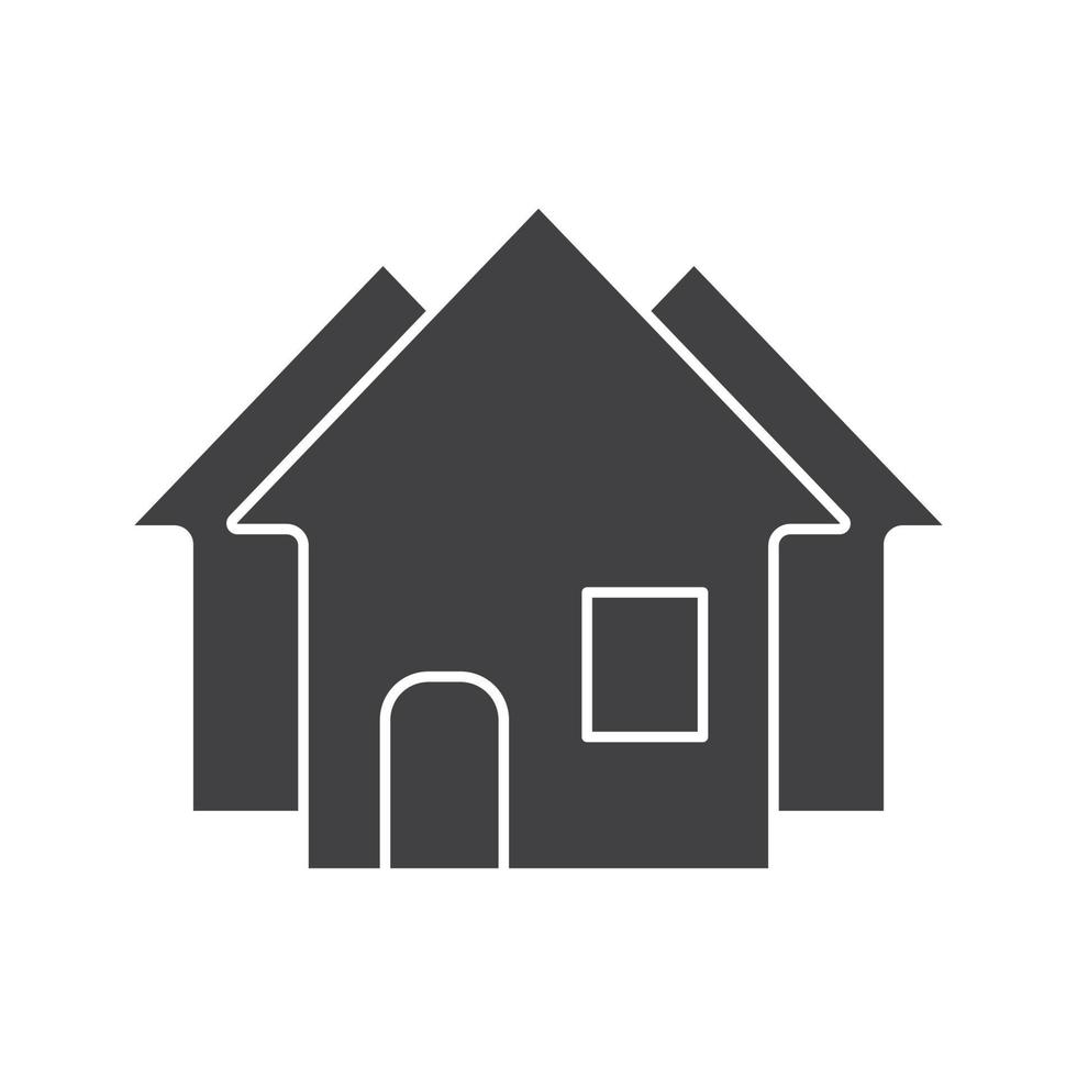 Real estate market glyph icon. Silhouette symbol. Three houses. Negative space. Vector isolated illustration