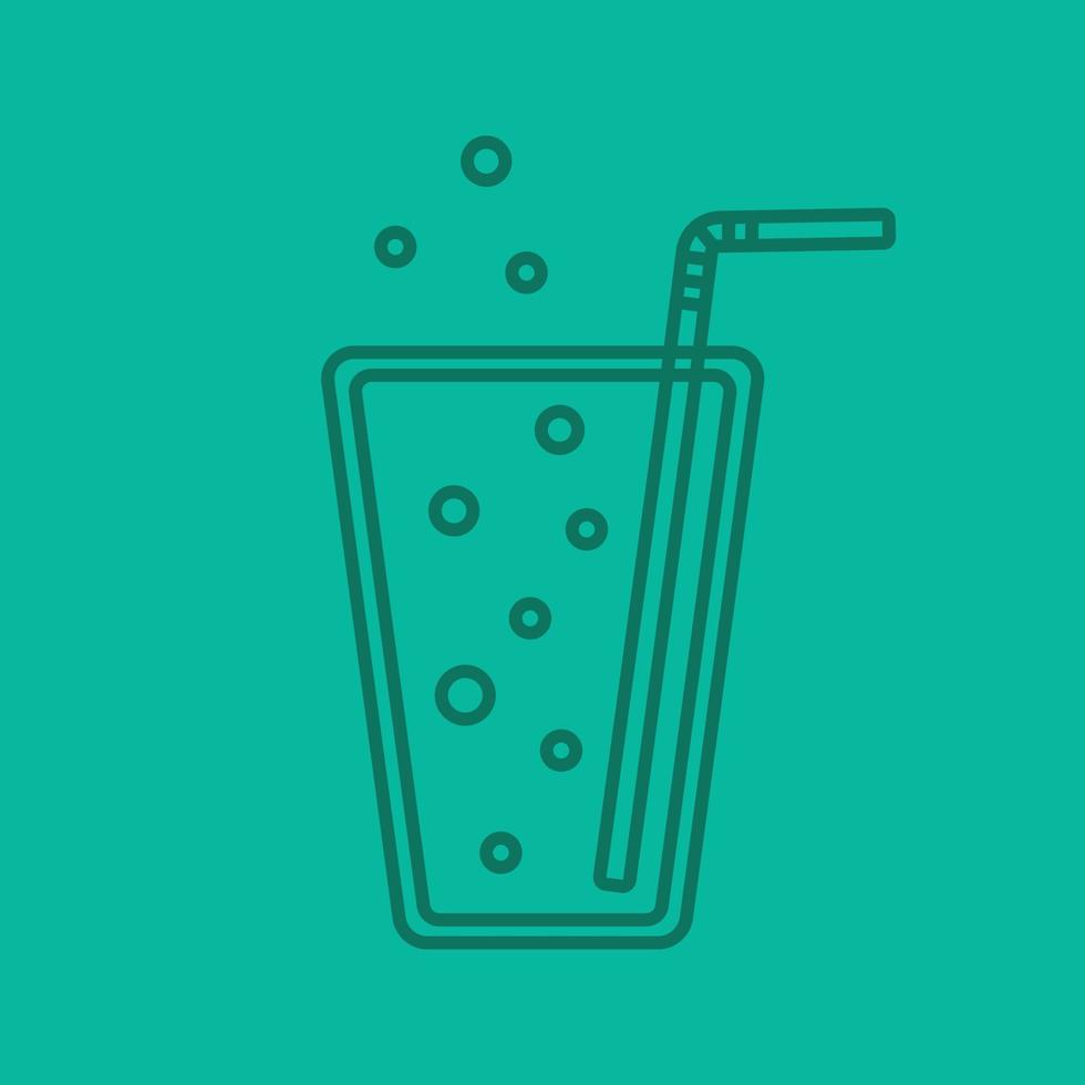 Lemonade color linear icon. Soda glass with straw. Thin line contour symbols on color background. Vector illustration