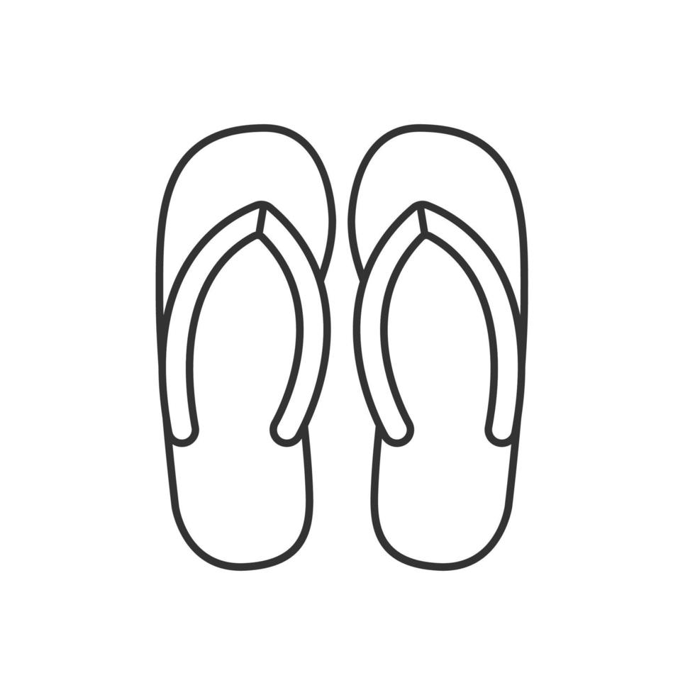 Flip flops linear icon. Thin line illustration. Summer slippers contour symbol. Vector isolated outline drawing