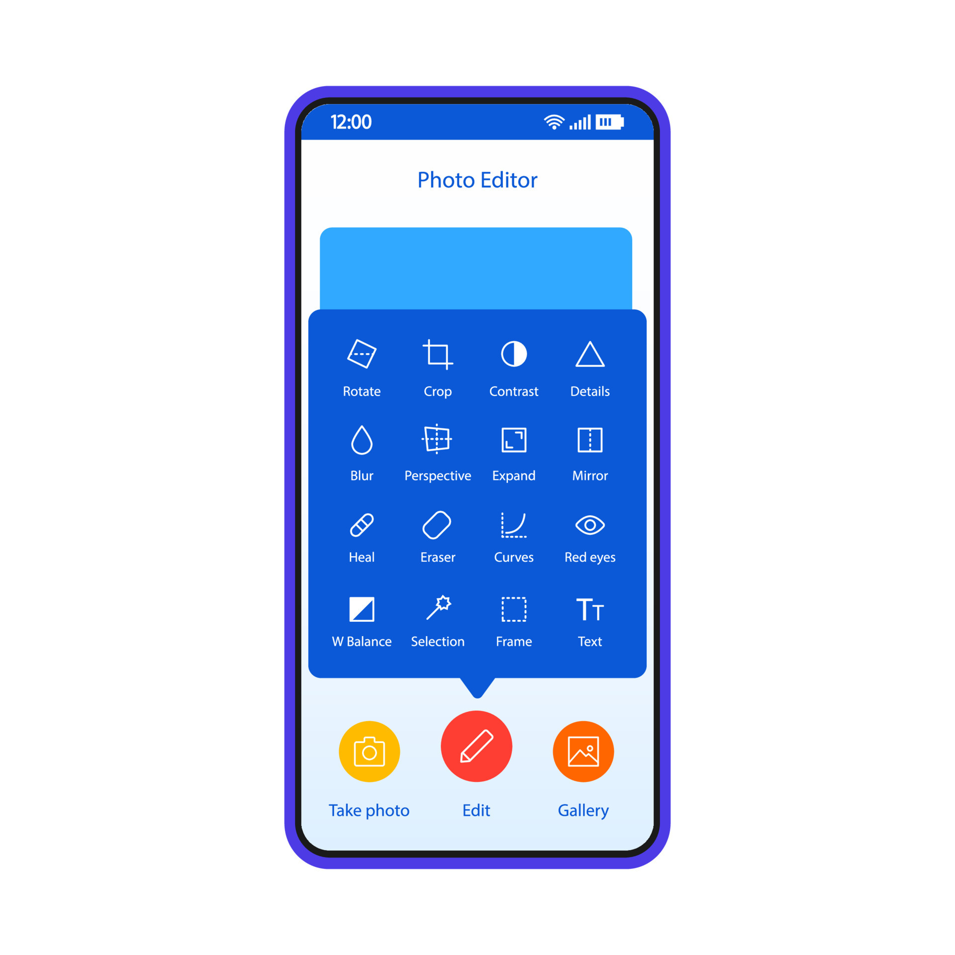 Photo Editor Smartphone Interface Vector Template Mobile App Page Blue Design Layout Online Photo Editing Correction Filters Effects Textures Screen Flat Ui For Application Phone Display 4458883 Vector Art At Vecteezy